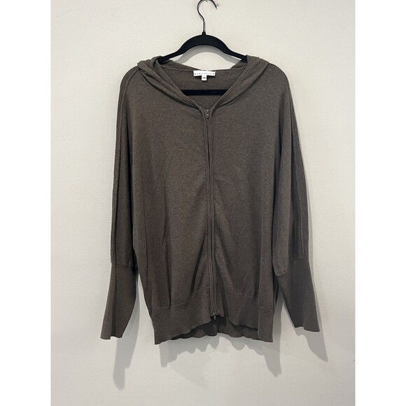 Bryn Walker Jacket Women’s Medium Full Zip Hoodie Brown Cotton Dolman Sleeve - Picture 1 of 7